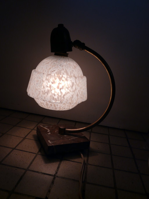 Art-Deco lamp in Clichy marble and glass