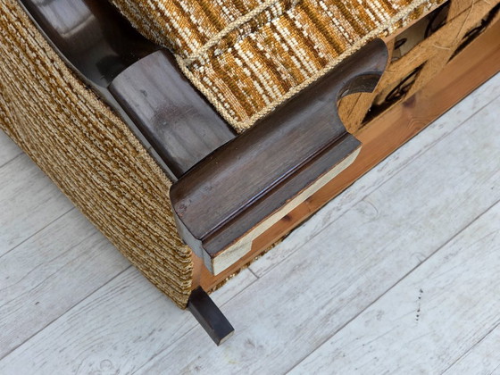 Image 1 of 1960s, Danish 3-seater sofa, original, brown furniture wool, beech wood.