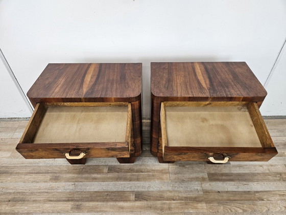 Pair of Art Deco burl wood nightstands, Brown (photo 10 of 15)