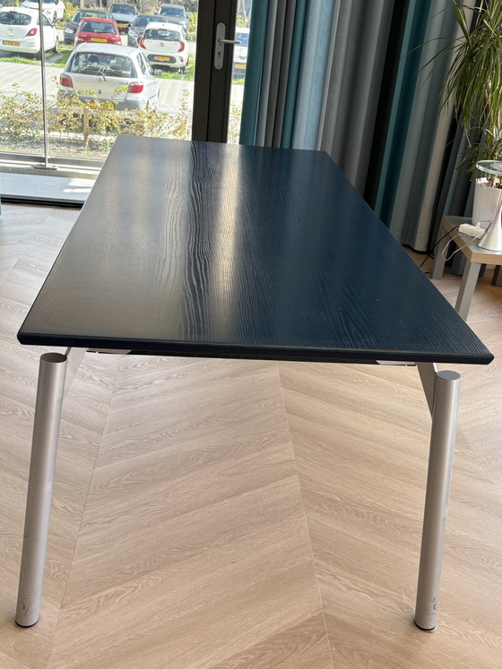 Table de salle à manger, plaquée bleu – Tables de salle à manger, Wood, Metal (photo 2 of 4)