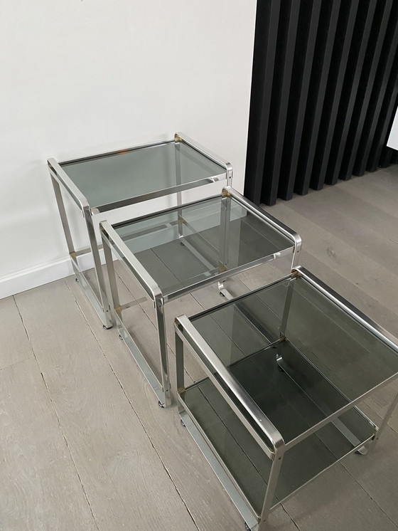 Image 1 of 3 bijzettafels vintage