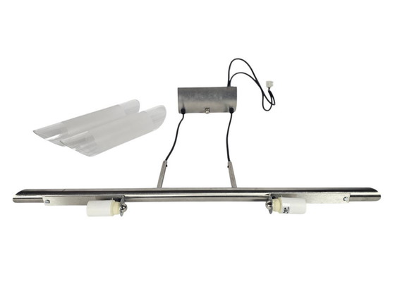 Image 1 of Hala Zeist - hanglamp - rvs - gesatineerd glas - 80's 