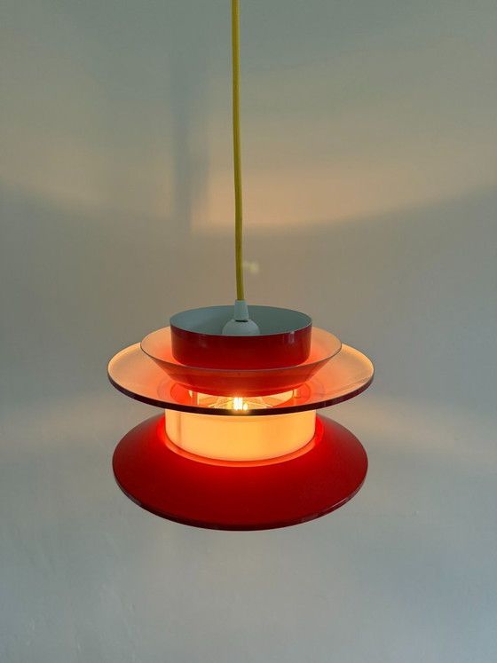 Vintage Carl Thore Trava hanglamp - Zweedse designlamp, Granhaga, Hanglampen, Aluminium, Rood (foto 8 van 10)