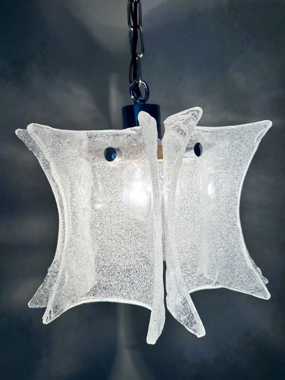 Lampada a Sospensione Vintage in Vetro Ghiaccio – Lampade a sospensione, Chrome, Murano Glass (photo 14 of 16)