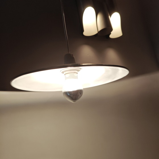 Lampada a sospensione vintage industriale in smalto – Verde scuro/Bianco – Ø25cm – Lampade a sospensione (photo 5 of 10)