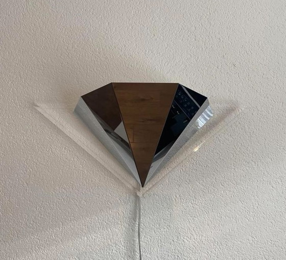 Image 1 of Set vintage di grandi luci da parete cromate anni '80