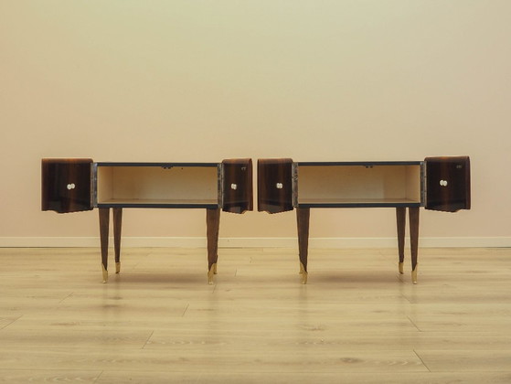 Par de mesitas de noche italianas en chapa de caoba, estilo moderno italiano, década de 1970. – Cómodas, Wood (photo 6 of 17)