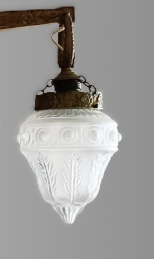 Bronzen kroonluchter – Art Nouveau stijl – zwaar en sierlijk