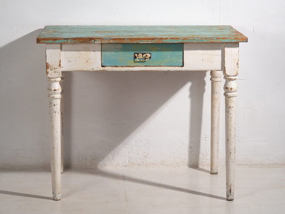 Antiker Beistelltisch mit türkisgrüner Patina (ca. 1920) #7 – Beistelltische (photo 13 of 16)