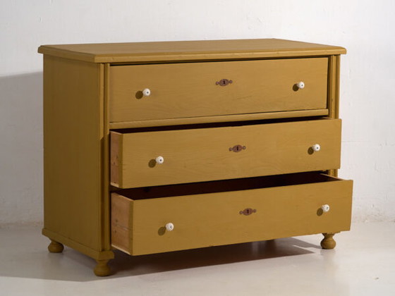 Mustard yellow antique chest of drawers (c.1920) #54 – Porcelain, Rustic (photo 22 of 40)