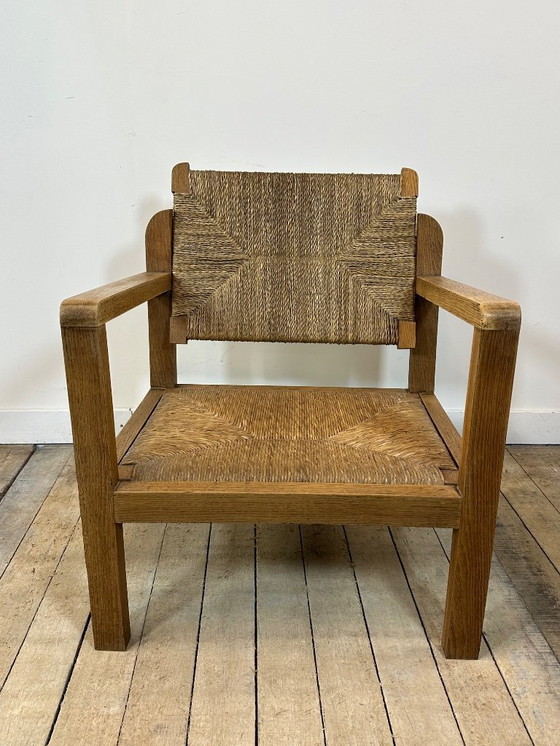 Image 1 of Brutalist oak armchair, 1950s