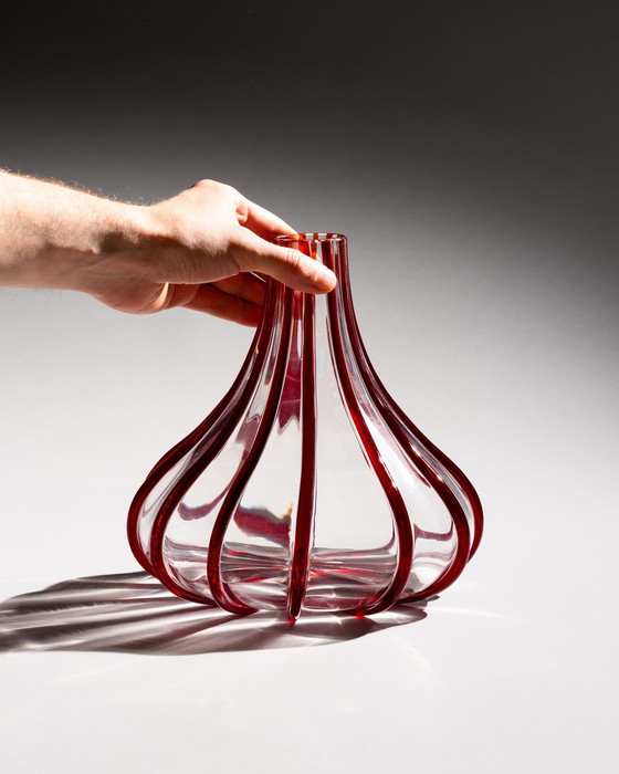 Image 1 of Archimede Seguso (Vetraria Archimede Seguso) “Fili” Ribbon Vase Duo Murano 1950s, signed 