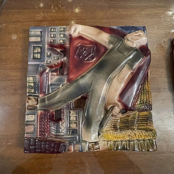 Sculptures en bas-relief de Rene Boschmans pour Coceram, années 1950, Lot de 4 – Ceramic, Art Deco (photo 3 of 20)