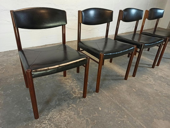 Lot de 4 chaises de salle à manger mid-century, Skaï, Bois, Noir (photo 8 sur 15)