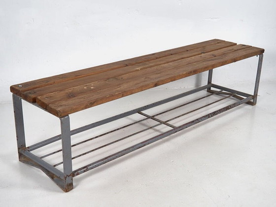Panca vintage in stile industriale (c.1950) #46, Panche, Legno, Metallo, Marrone, Industrieel (foto 11 di 12)