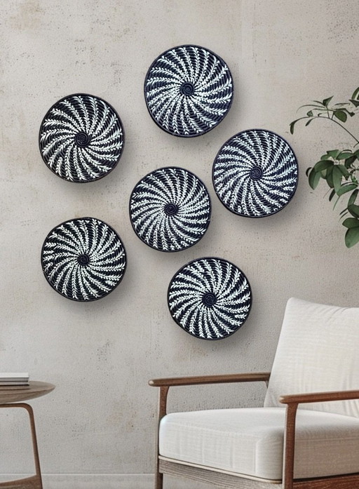 Pack of 6 Raffia Braided Wall Decorations or Sets