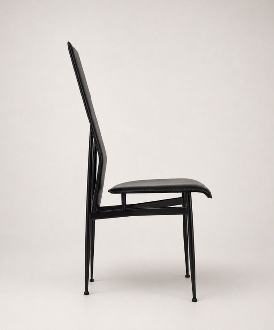 Set of 6 FASEM S44 CHAIRS BY VEGNI — ITALY, 1980s – Dining chairs, Leather (photo 4 of 14)