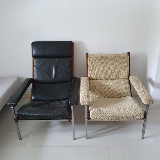 2 sedie vintage Rob Parrey in pelle/tessuto