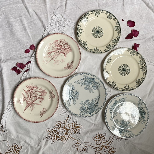 Set of 6 Dessert Plates Terre de Fer Sarreguemines Mignon Eglantine Choisy le Roi Provençal