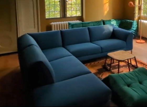 Pode Fold Ecksofa, blau, Stoff, Metall, Modern (Foto 2 von 7)