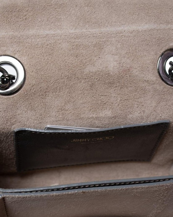 Image 1 of Bolso bandolera Jimmy Choo Rebel de piel plateada