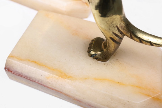 Image 1 of Art Deco Bookends in Copper with Marble Bases, France, 1930s, Set of 2