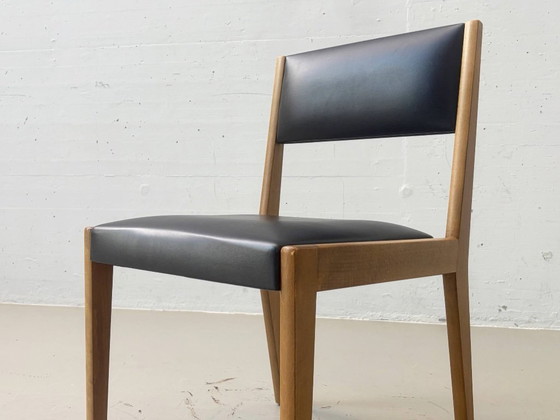 Vintage upholstered chairs made of beech wood, 1960s – Dining chairs, Leather (photo 11 of 12)