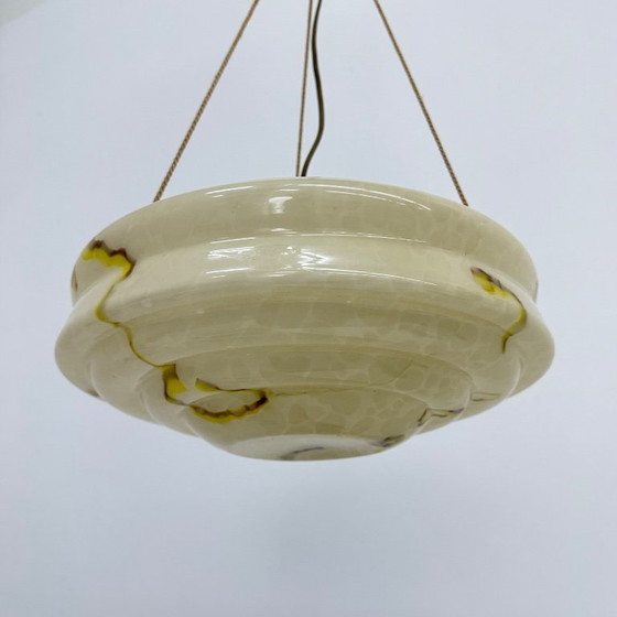 Image 1 of art deco hanglamp marmer glas , 1950s