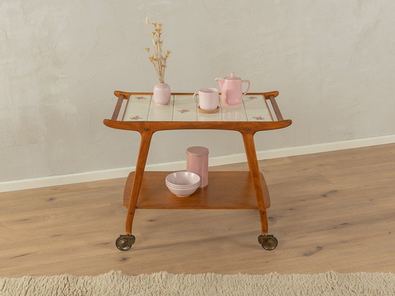 Image 1 of 50s betegelde serveerwagen