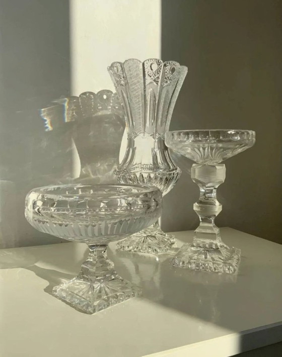 Image 1 of Rare Set of 3 Bohemian Crystal Objects – Historicism Period (ca. 1880-1890)