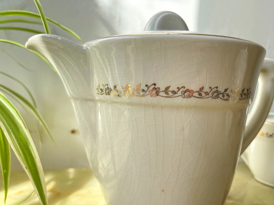 Vintage Gilded White Porcelain Tea/Coffee Set, Moulin des Loups, MADRID Model – Crockery (photo 10 of 14)