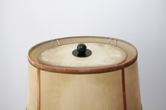 Image 1 of Lampe Beistelllampe Eisen Kunstleder 73cm Vintage