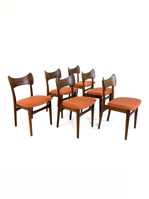6 chaises de salle à manger danoises en teck restaurées, années 60
