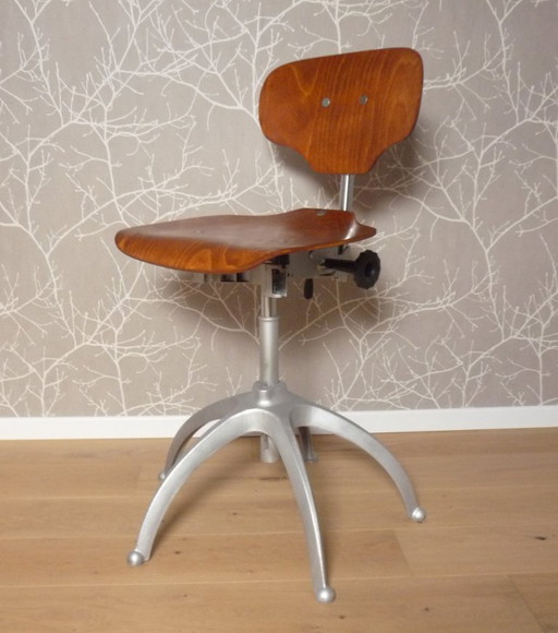 Sedia da laboratorio in legno e metallo