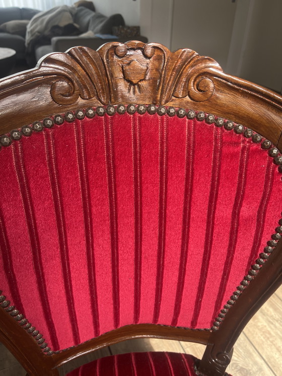 Image 1 of 3 sedie in stile Luigi XV – in legno massello – in velluto – molto eleganti