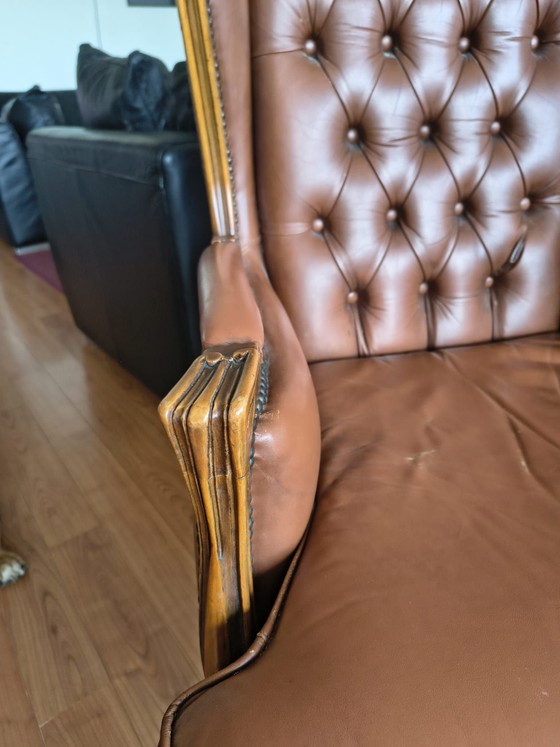 Chesterfield style Armchair – Wood, Leather (photo 6 of 11)