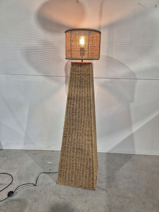 Vintage Japandi rope floor lamp.