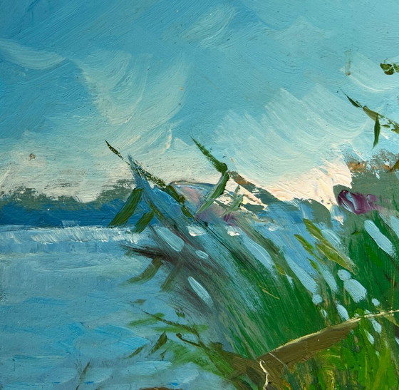 Image 1 of Original Oil Painting Coastal River Landscape Good fishing catch