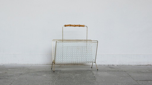 Mid-Century Bamboo & Metal Magazine Rack, 1960s