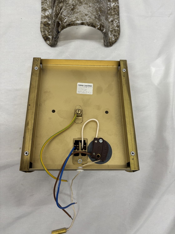 Image 1 of Ensemble vintage de lampes murales en verre de Murano et laiton Kaiser Leuchten