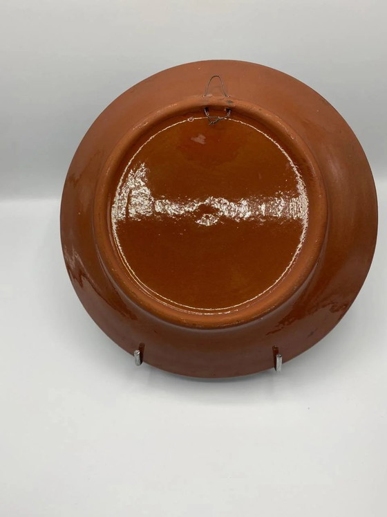 Handgefertigte Wandkeramik – Konzentrisches polychromes Design auf blauem Hintergrund 1960/1970 – Geschirr (photo 3 of 3)