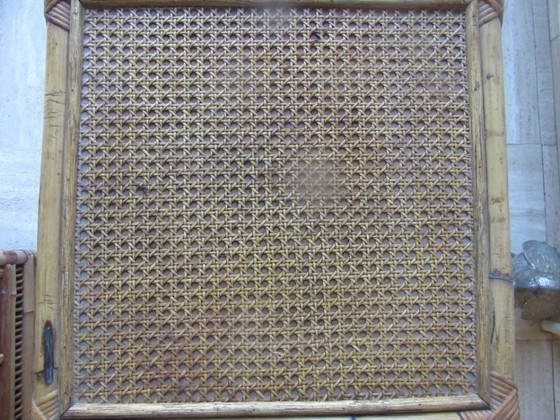 Image 1 of Vintage Rattan and Basket Weave Cube Side Table 45 x 45 x 45 cm - Mid Century Modern
