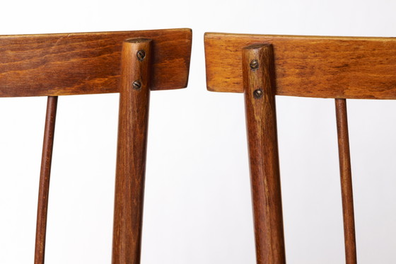 Image 1 of Pair of Soviet Beech Dining Chairs – 1978 Vintage, Refurbished Wood Frame