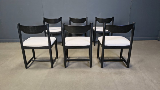 Image 1 of Vintage zwarte houten eetkamerstoelen, jaren 70