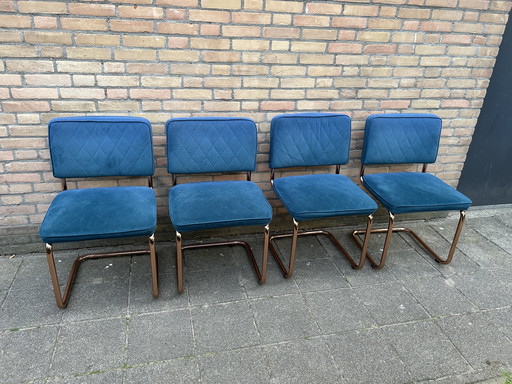 4x Blue Pure Diamond Tube Frame Chairs