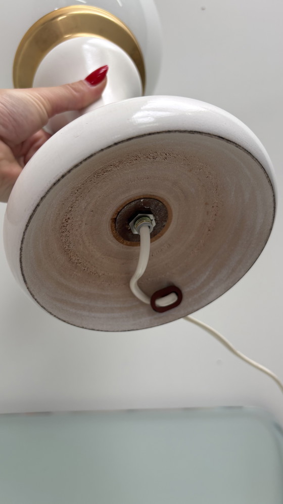 Image 1 of Lampada a globo in vetro bianco vintage / lampada da tavolo Space Age