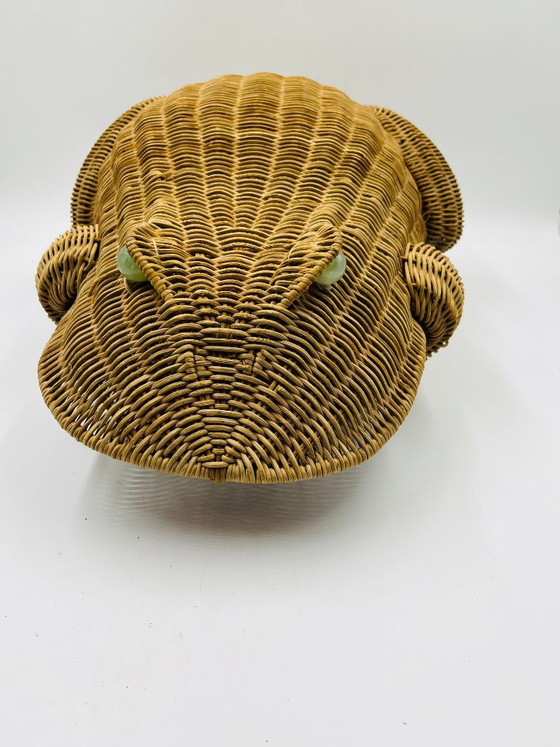 Portariviste in vimini a forma di rana, opera di Olivier Cajan, 1970. – Oggetti decorativi, Rattan (photo 9 of 13)