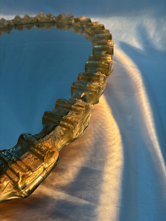 Image 1 of Specchio vintage illuminato in vetro ghiacciato di Honsel Leuchten 1970!