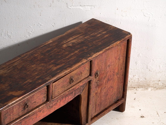 Antico mobile basso laccato rosso in pino – Cina, circa 1900 – Credenze, Iron (photo 13 of 40)
