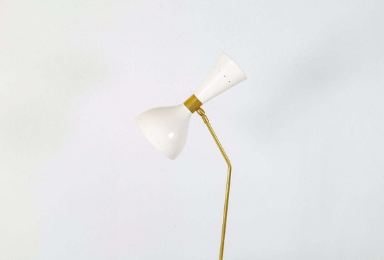 Image 1 of Italiaanse Moderne Tafellamp Messing, Stilnovo Stijl